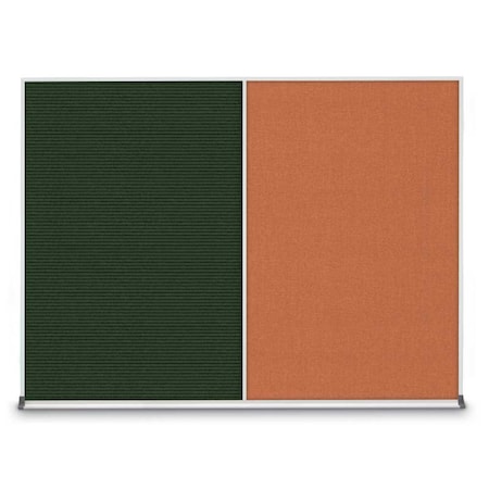 United Visual Products Triple Door Radius Corkboard, 96"X48", B UV8006-BRONZE-CORK